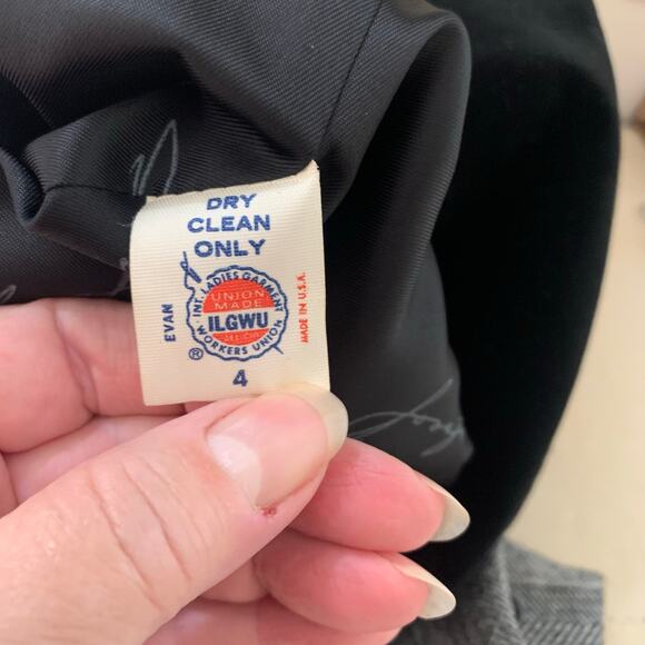 Vintage Joseph Picone Sz 4 Blazer Jacket Black Tweed Velvet Collar Wool Career - Picture 14 of 14